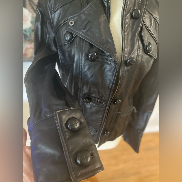 Womens Y2K Moto Jacket Genuine Leather Size M - Picture 3 of 9